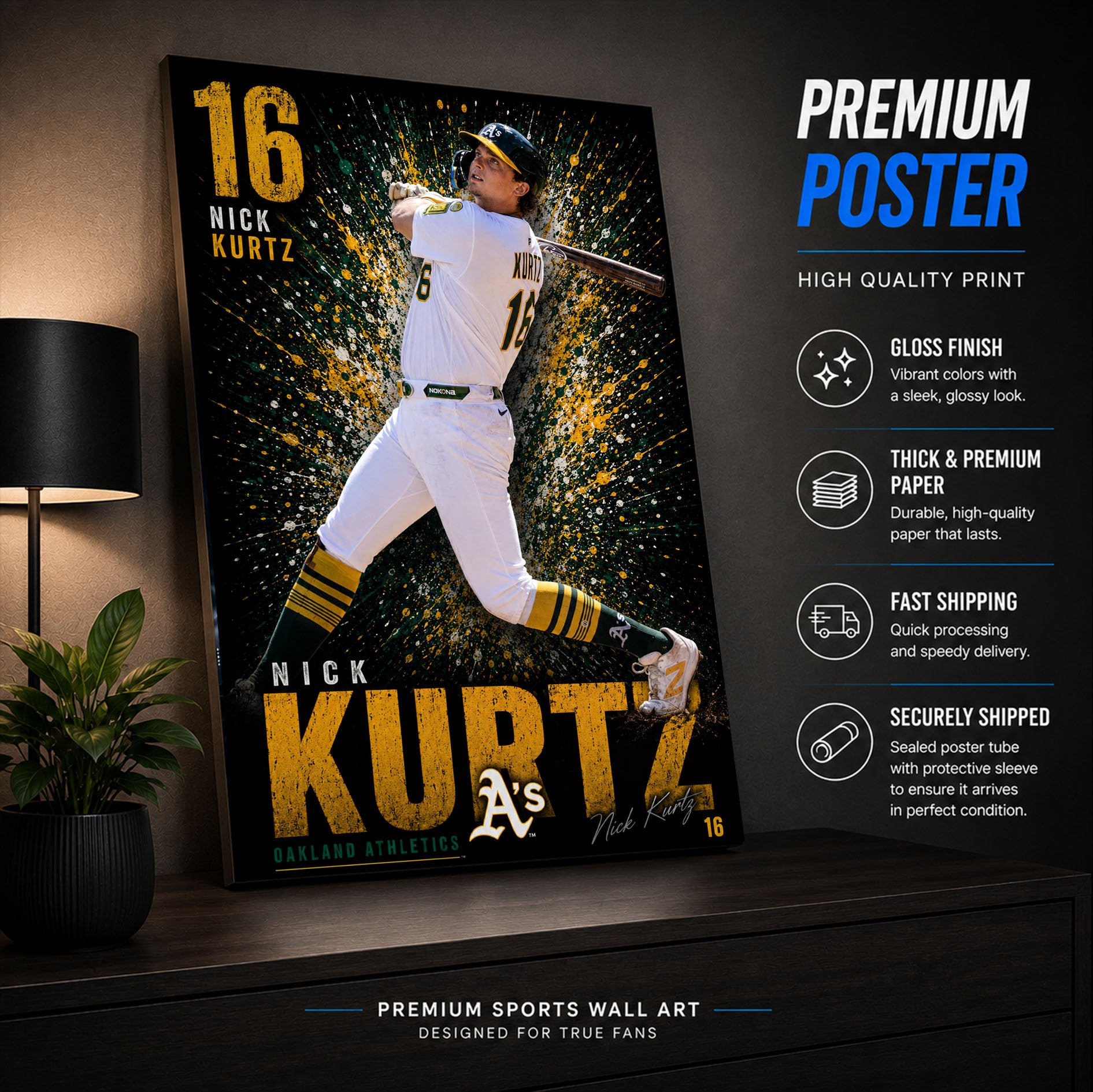 Nick Kurtz Athletics Poster or Canvas Wall Art
