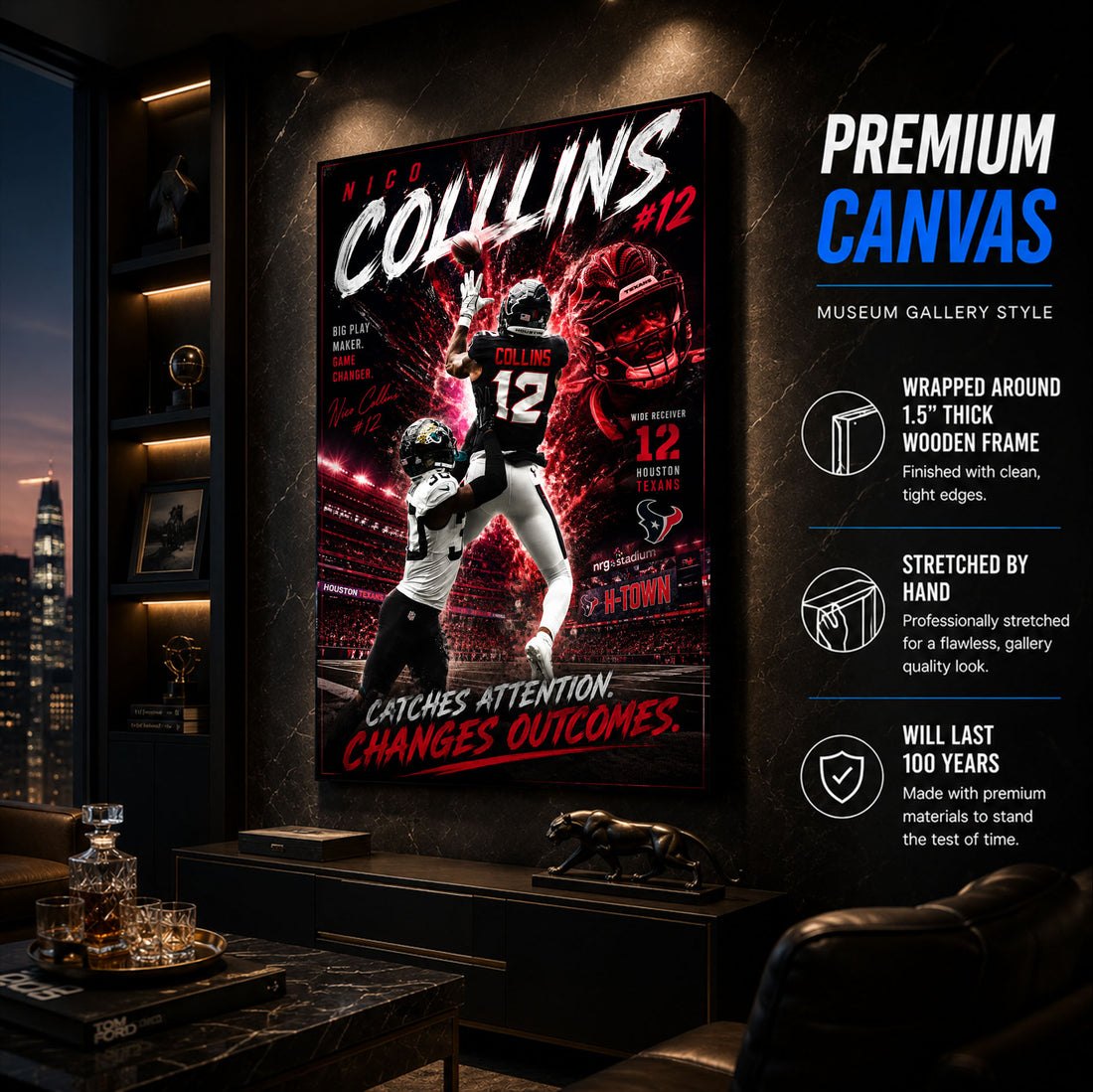 Nico Collins Texans Fan Poster or Canvas Wall Art