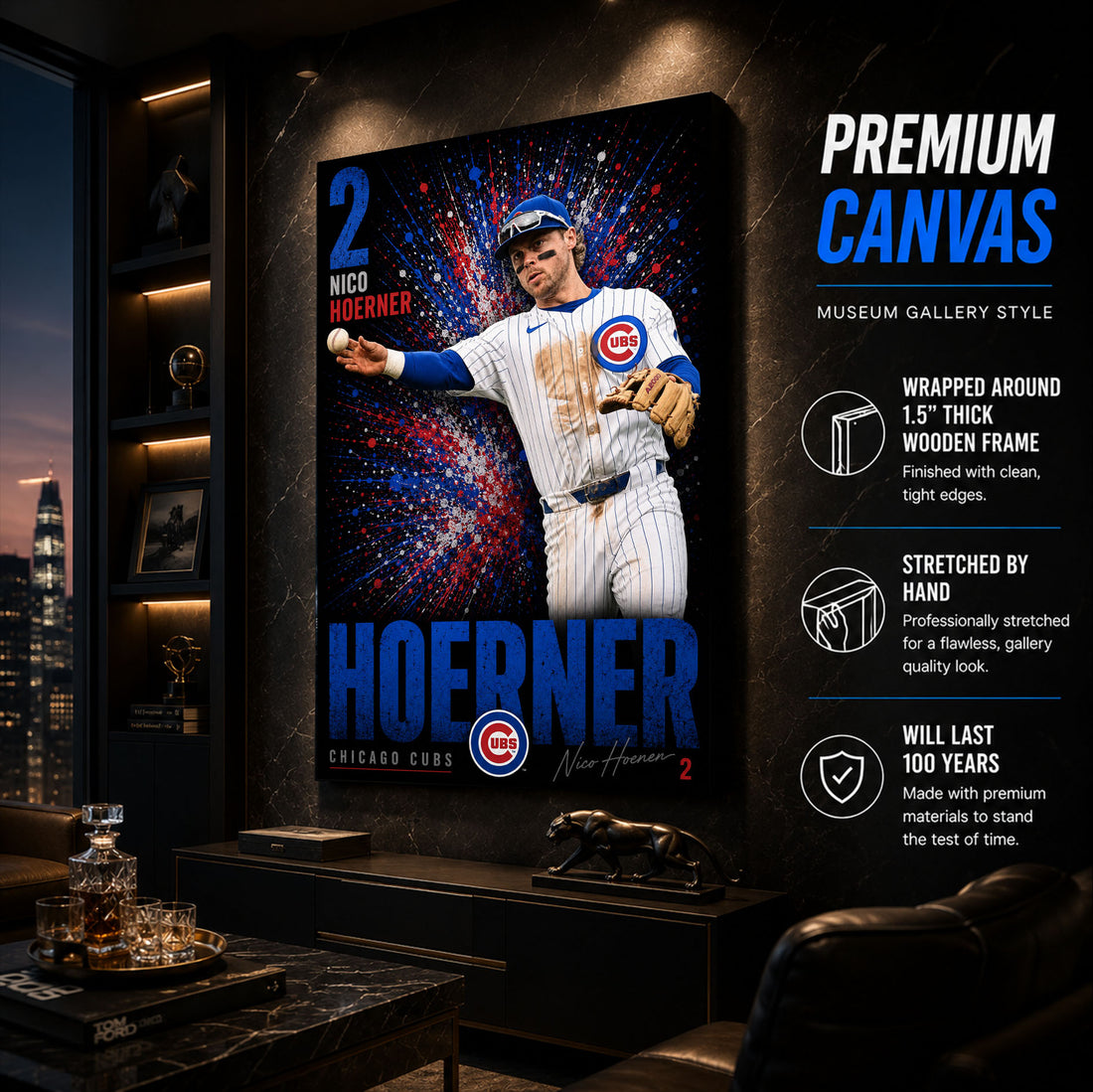 Nico Hoerner Cubs Poster or Canvas Wall Art