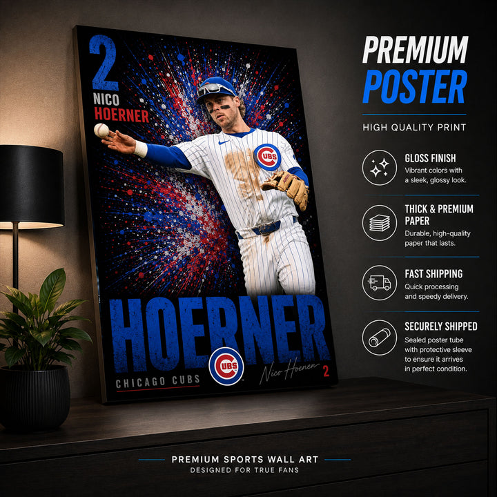 Nico Hoerner Cubs Poster or Canvas Wall Art