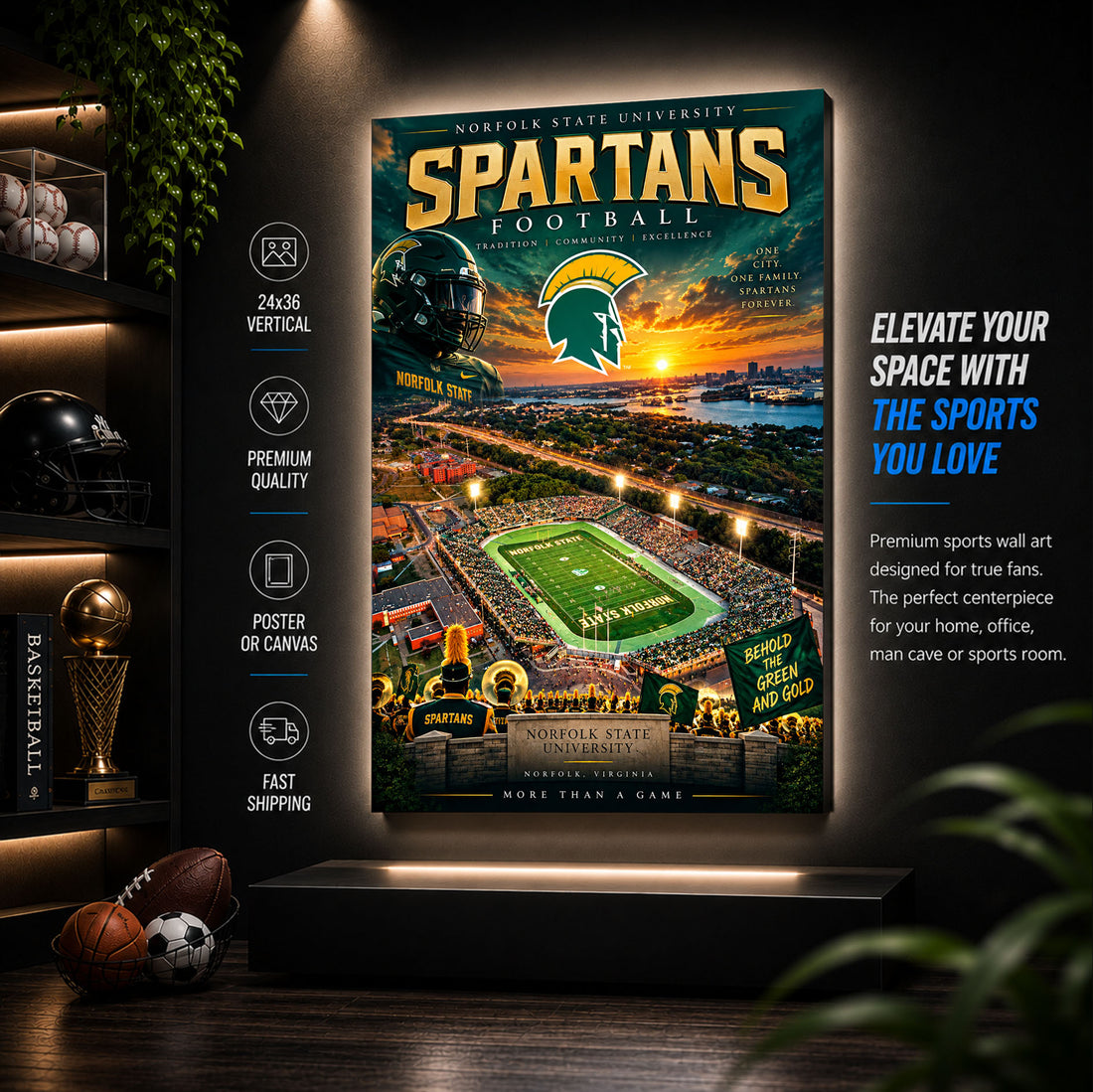 Norfolk State Football Stadium Poster or Canvas Wall Art