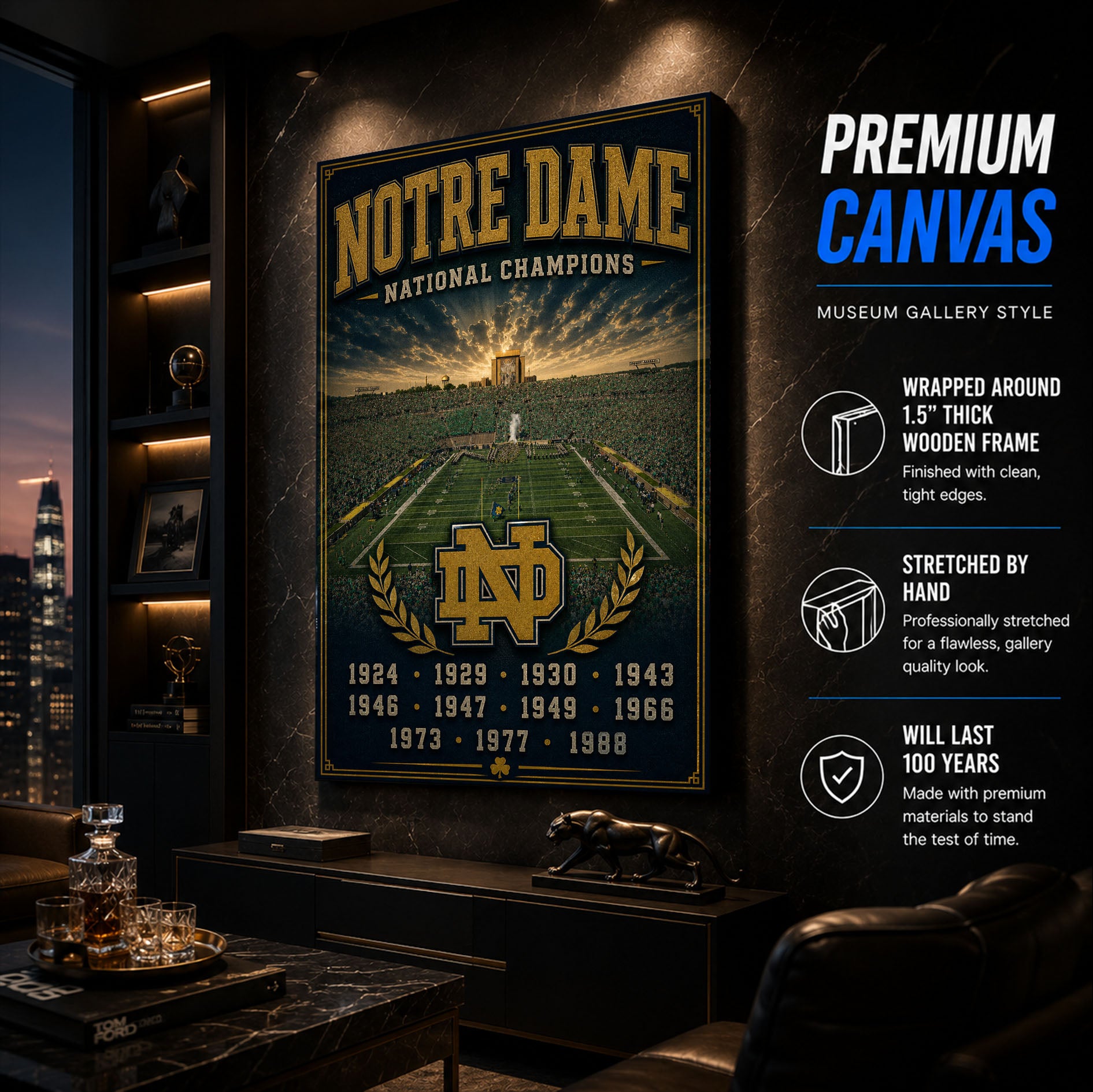 Notre Dame Football Stadium Fan Poster or Canvas Wall Art