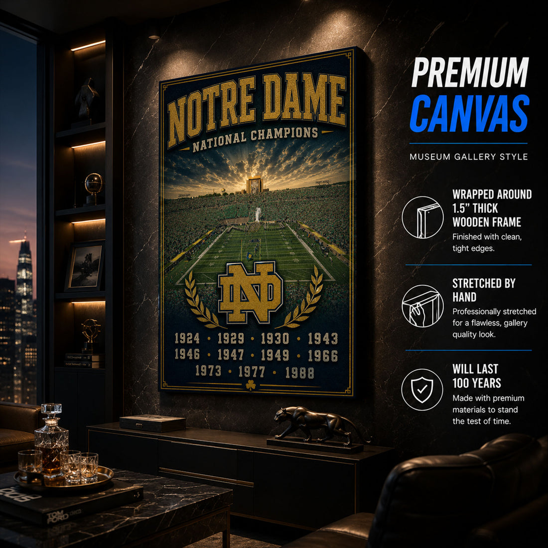 Notre Dame Football Stadium Fan Poster or Canvas Wall Art