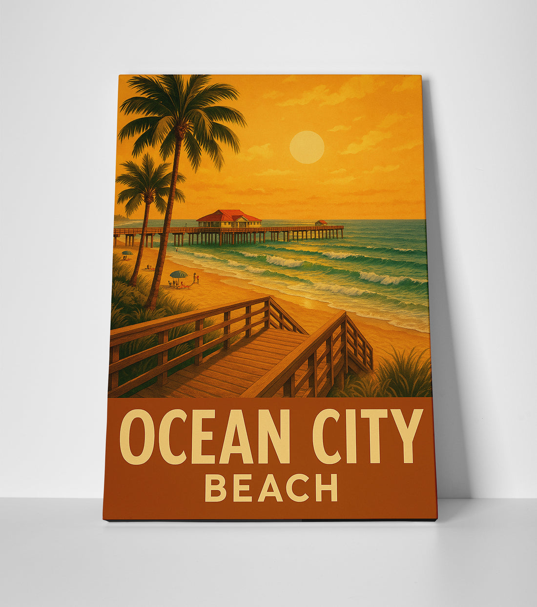 ocean city beach poster canvas wall art decor print