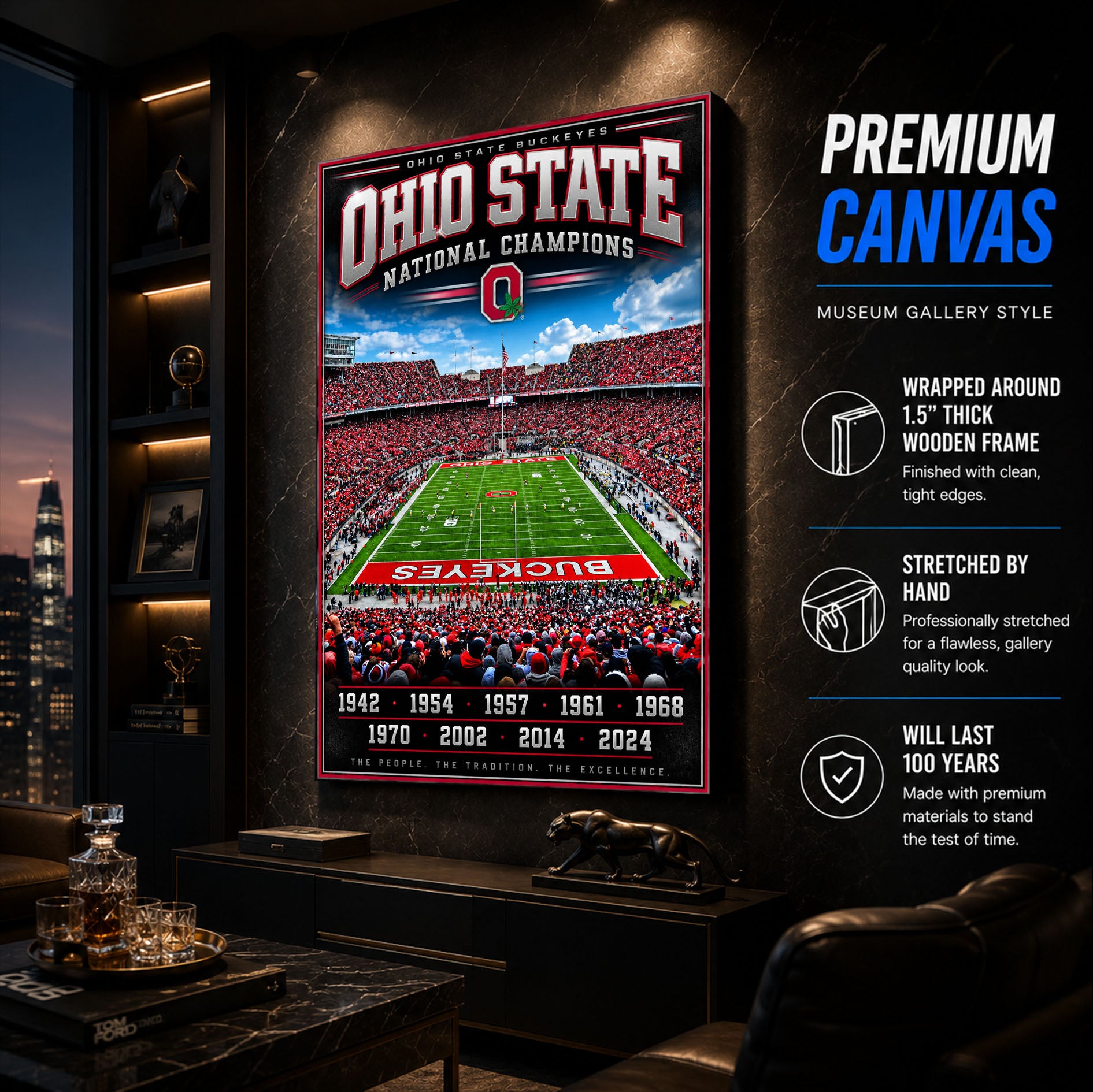 Ohio State Football Stadium Fan Poster or Canvas Wall Art