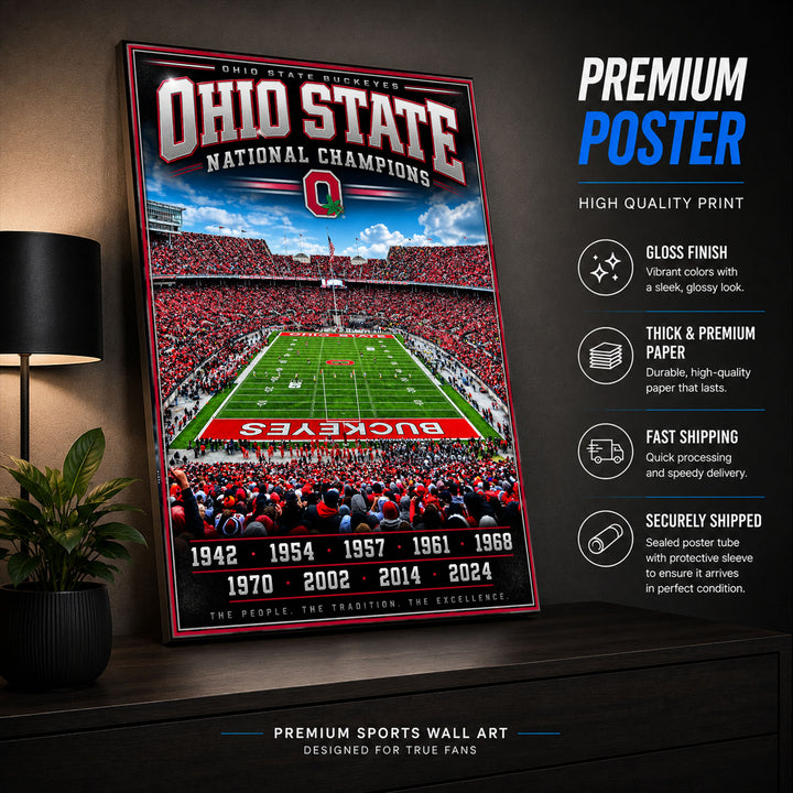 Ohio State Football Stadium Fan Poster or Canvas Wall Art