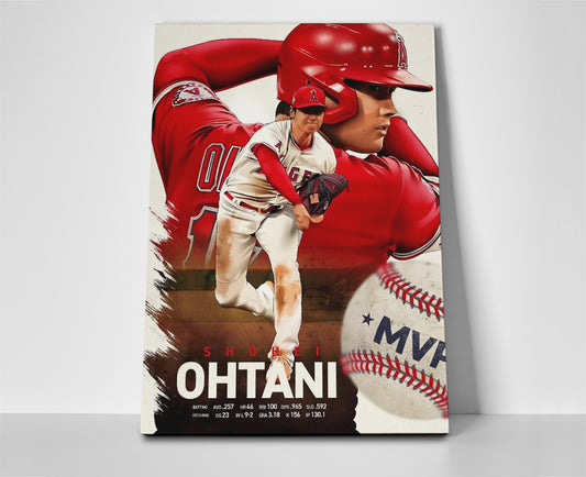 shohei ohtani poster stats canvas artwork wall art