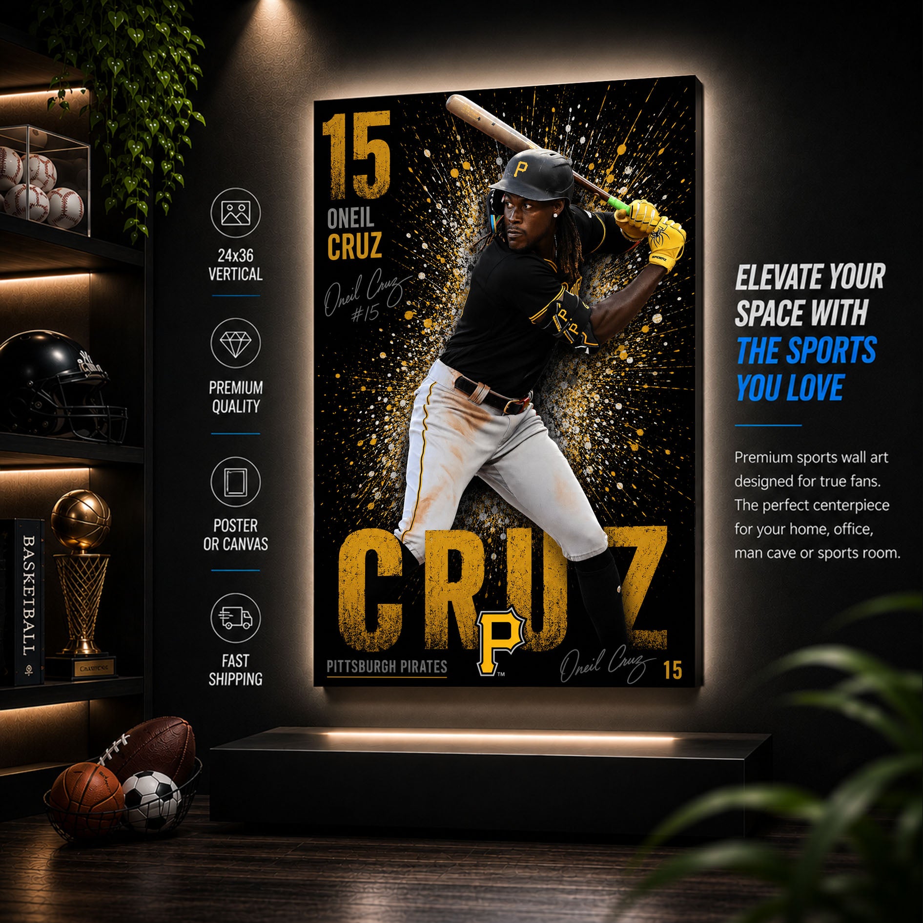 Oneil Cruz Pirates Poster or Canvas Wall Art