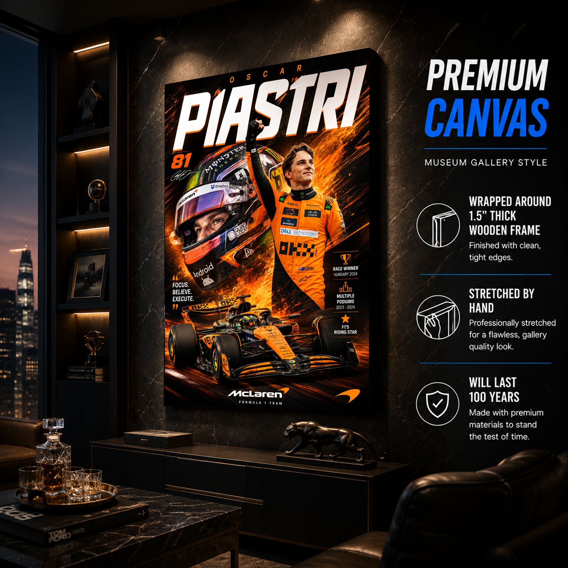Oscar Piastri Poster & Canvas – McLaren Formula 1 Motorsport Racing F1 Wall Art