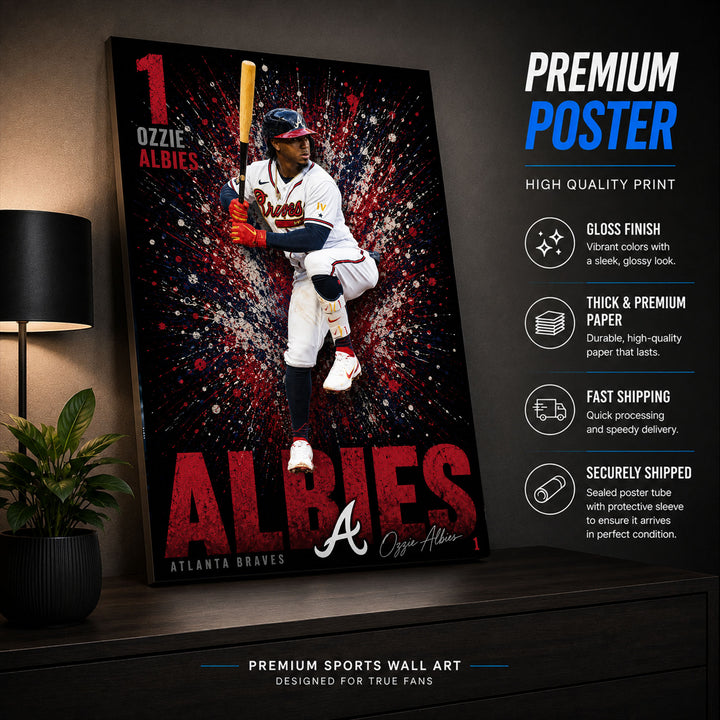 Ozzie Albies Braves Poster or Canvas Wall Art