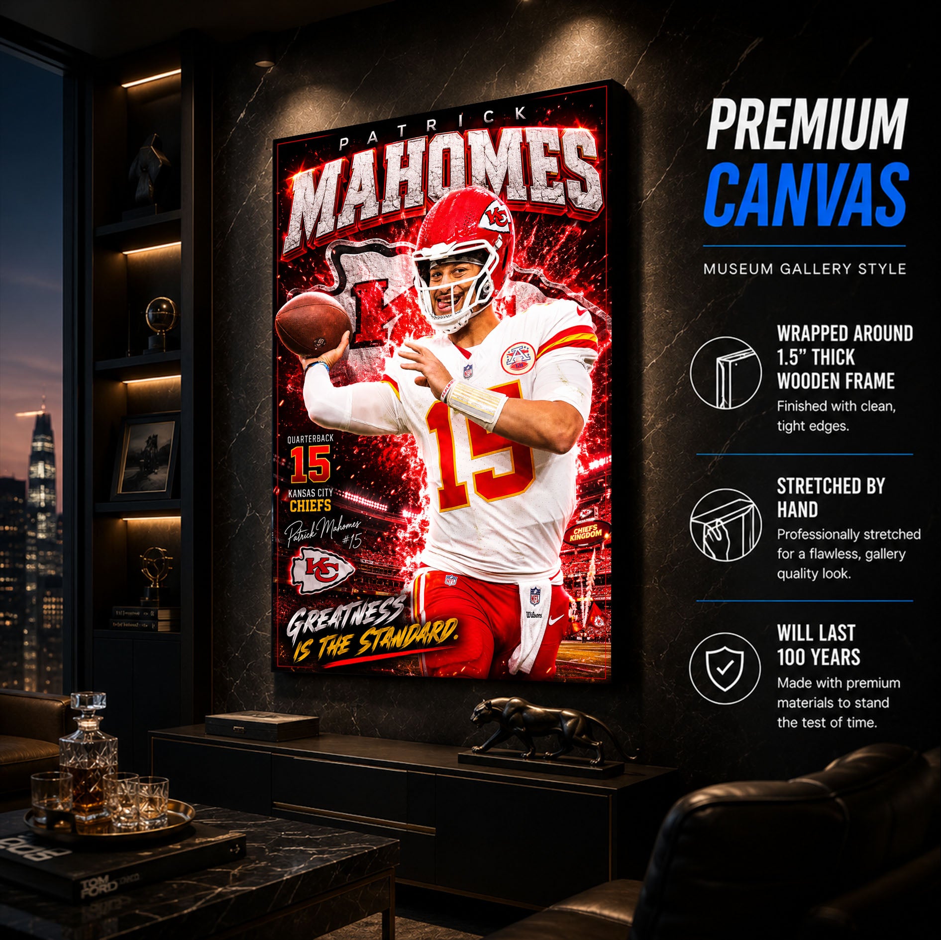 Patrick Mahomes Chiefs Fan Poster or Canvas Wall Art
