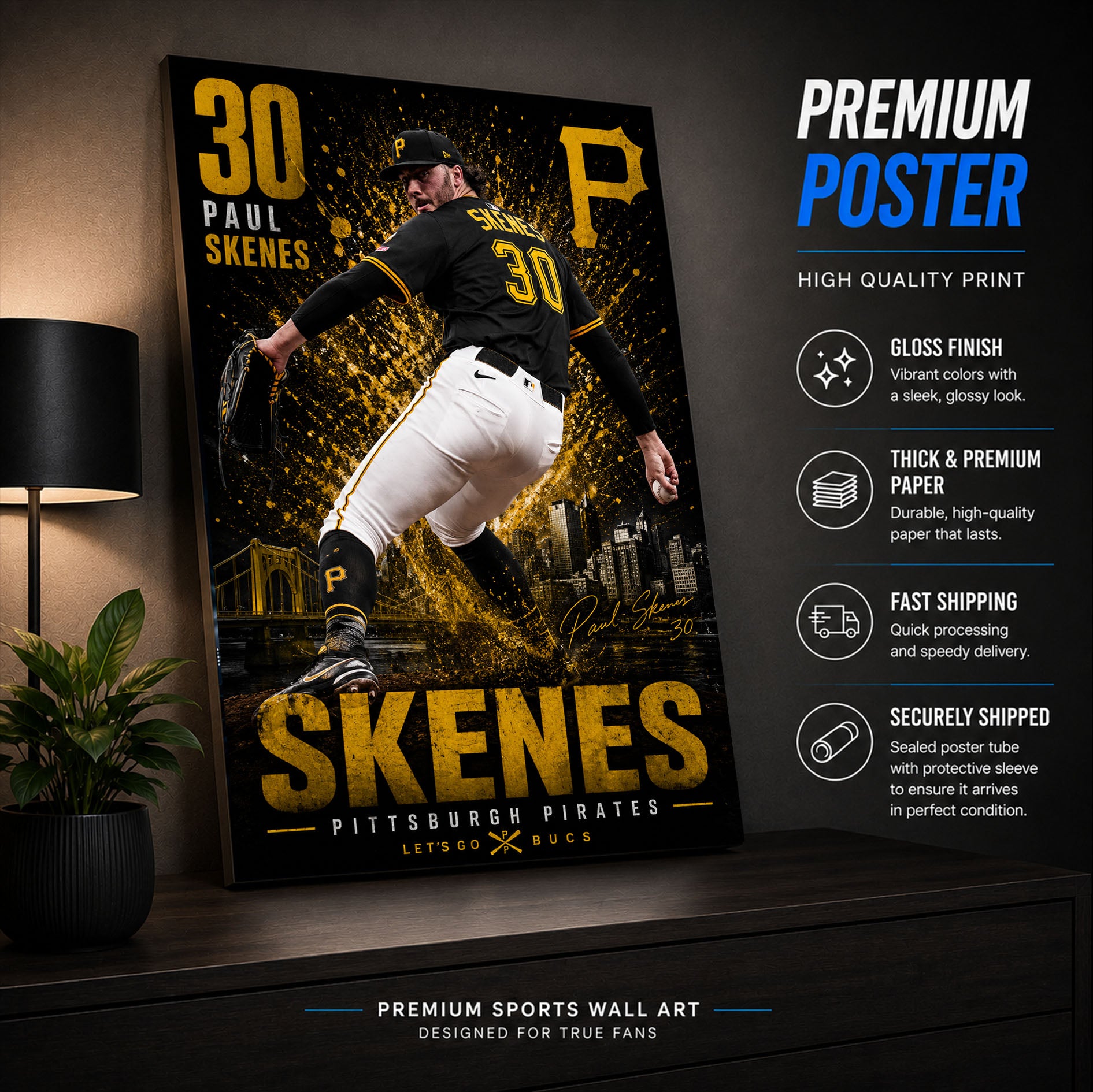 Paul Skenes Pirates Poster or Canvas Wall Art
