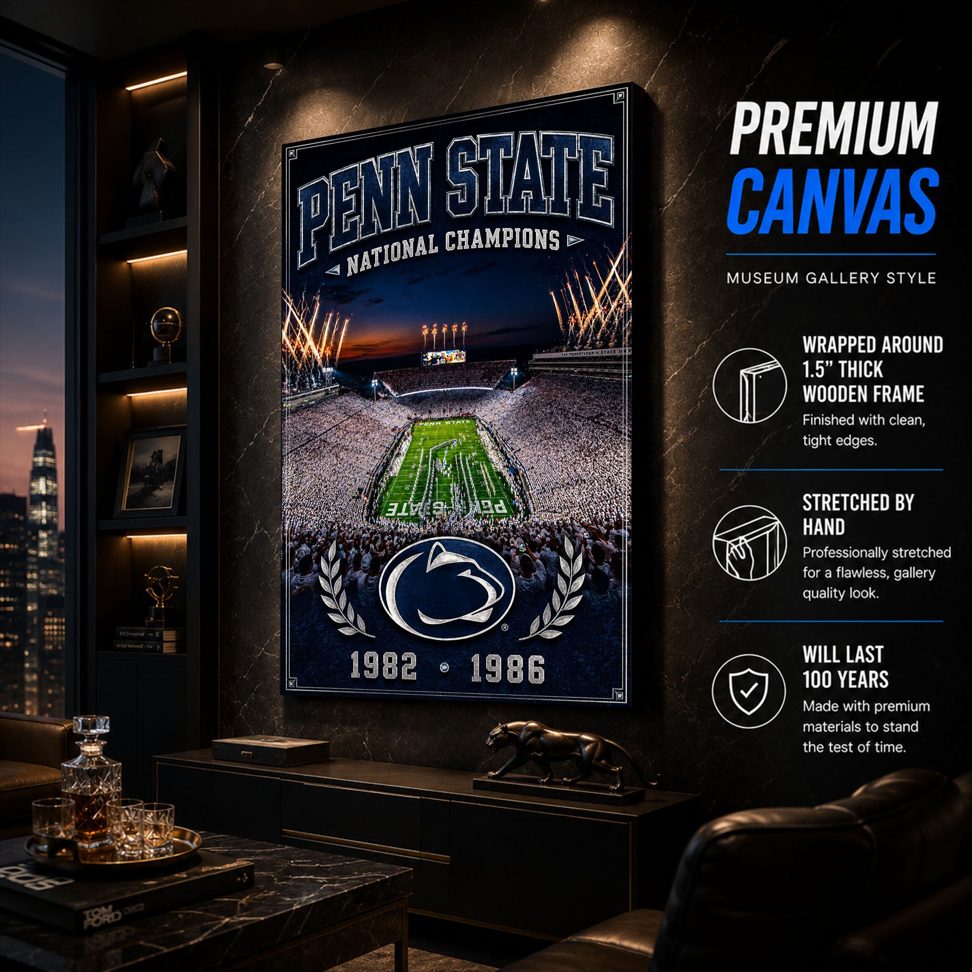 Penn State Football Stadium Fan Poster or Canvas Wall Art