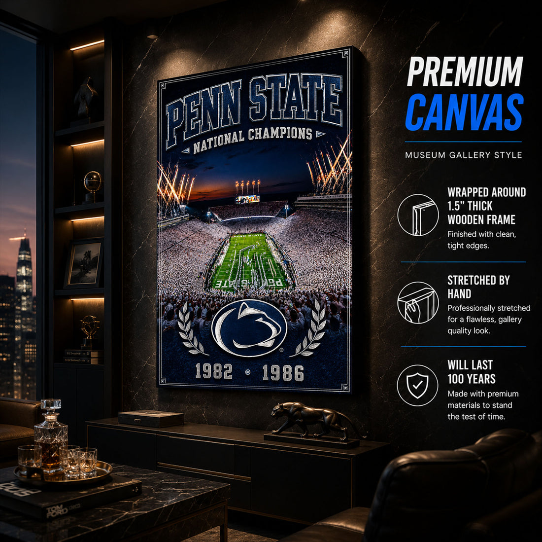Penn State Football Stadium Fan Poster or Canvas Wall Art
