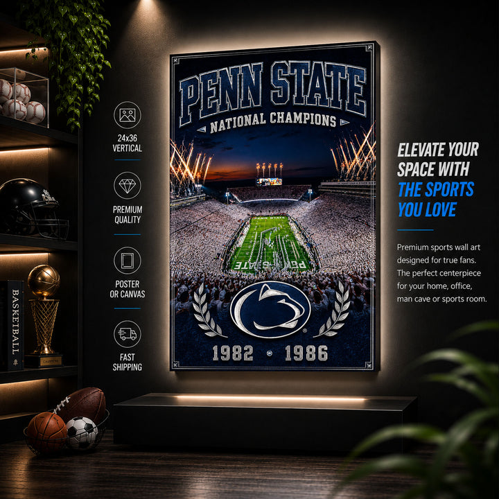 Penn State Football Stadium Fan Poster or Canvas Wall Art