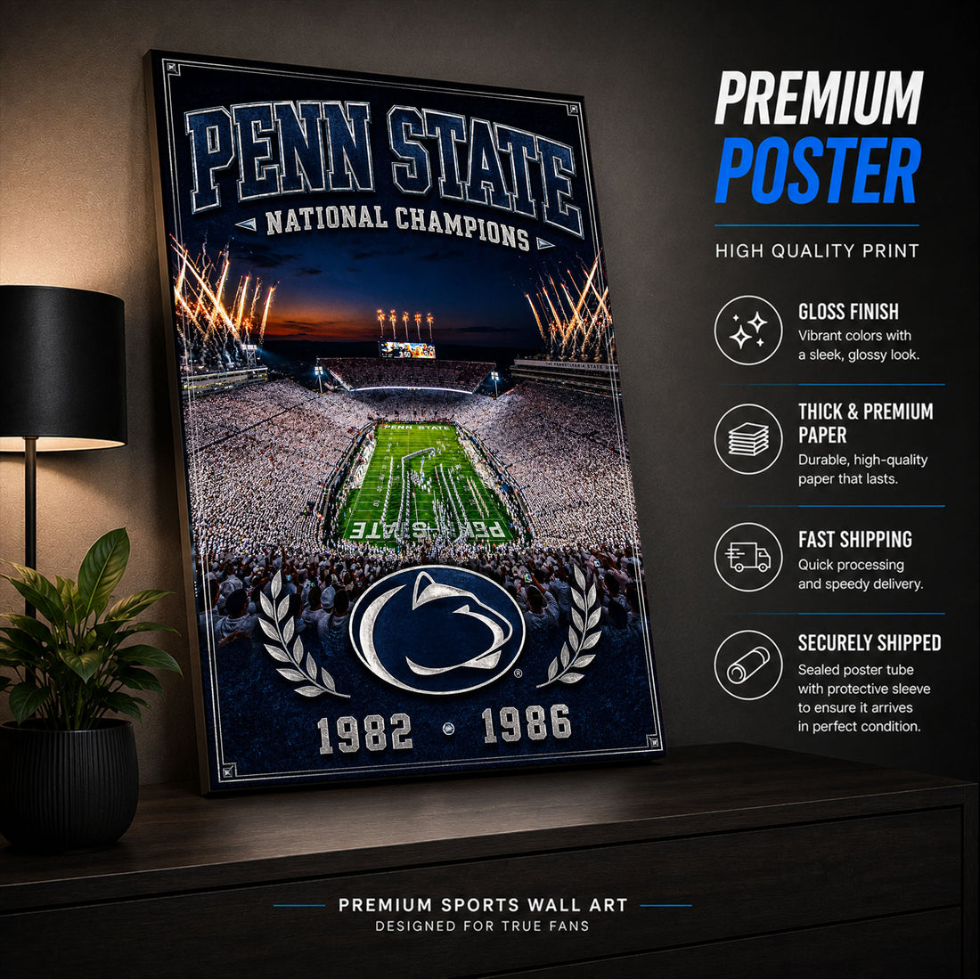 Penn State Football Stadium Fan Poster or Canvas Wall Art