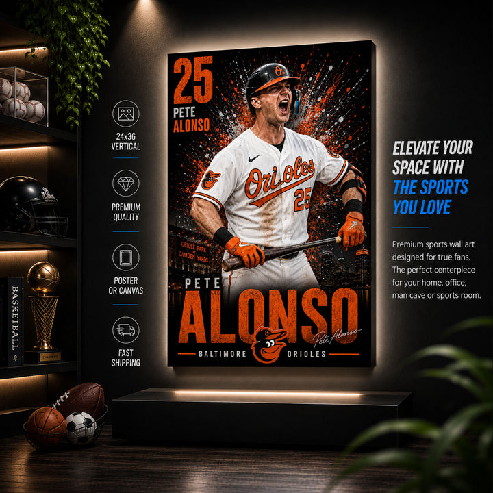 Pete Alonso Orioles Poster or Canvas Wall Art