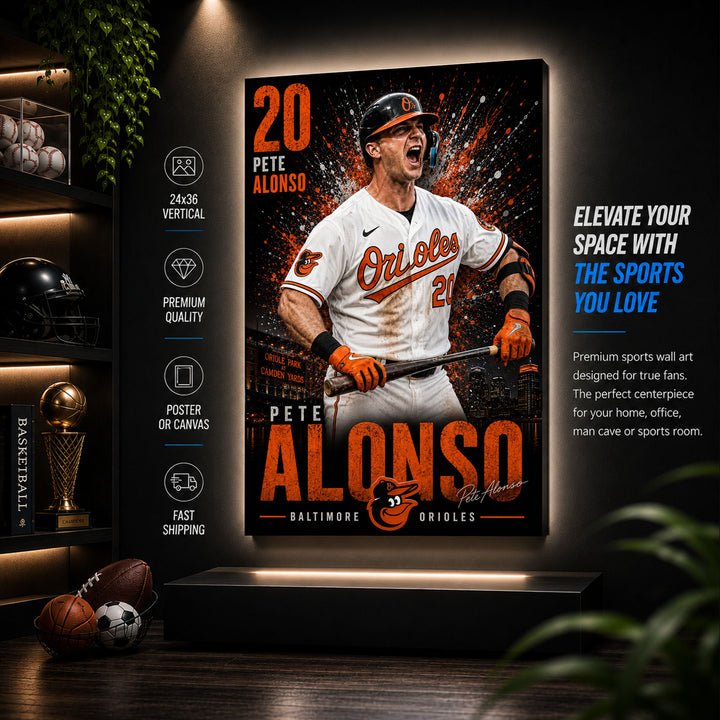 Pete Alonso Orioles Poster or Canvas Wall Art