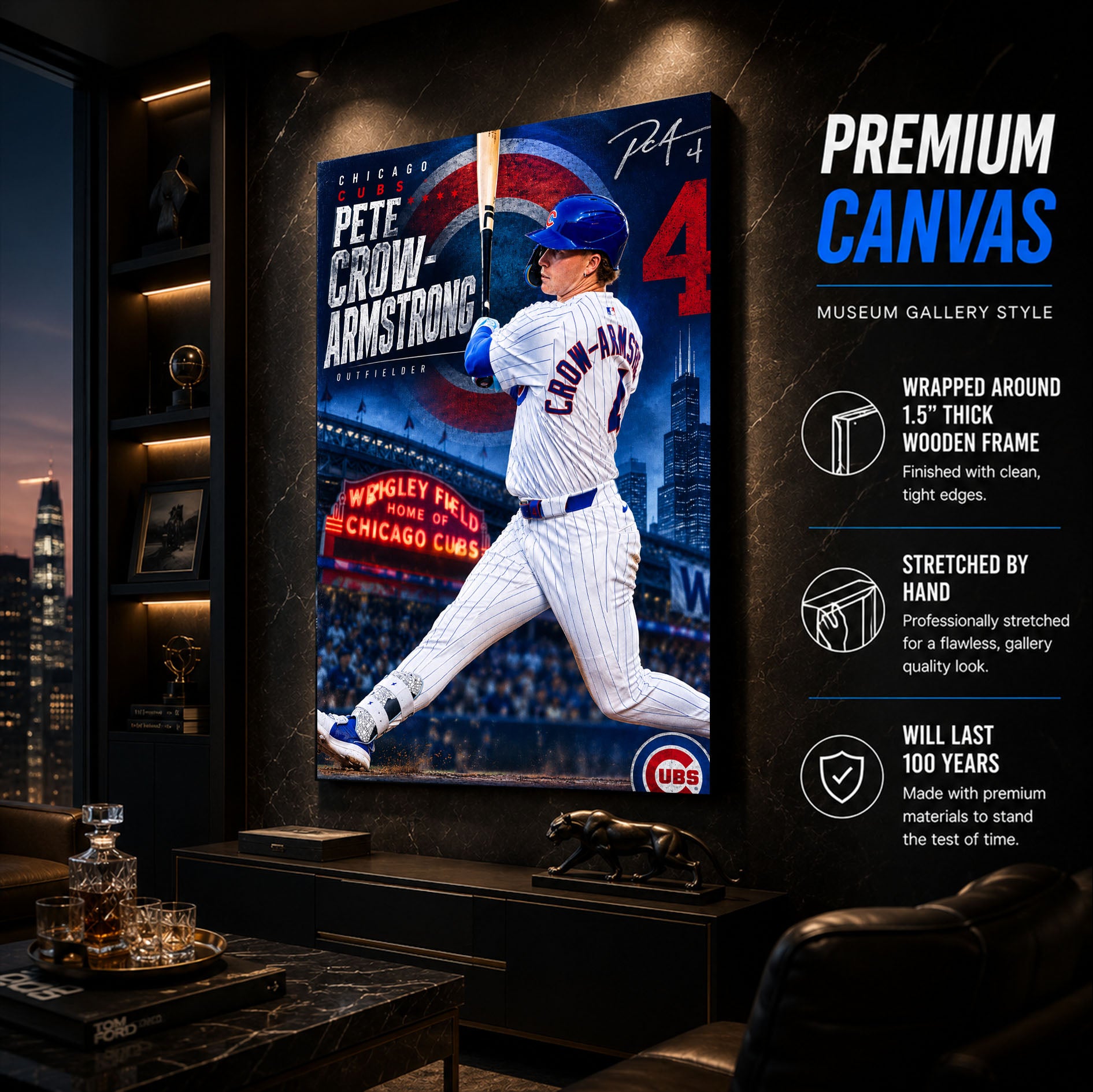 Pete Crow-Armstrong Cubs Poster or Canvas Wall Art