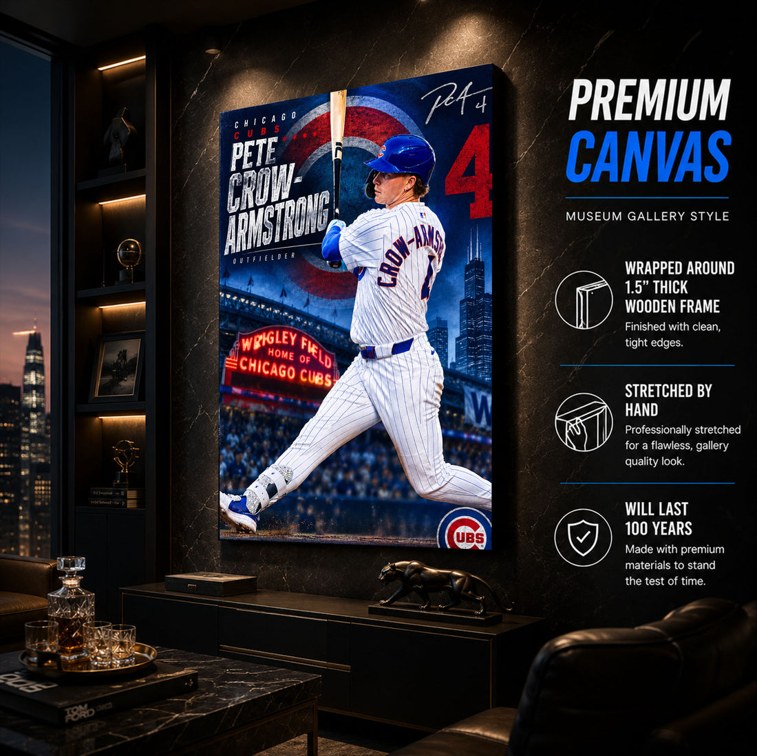 Pete Crow-Armstrong Cubs Poster or Canvas Wall Art