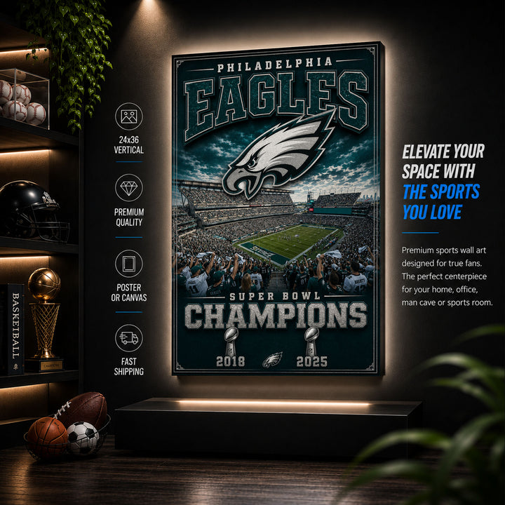 Philadelphia Eagles Stadium Fan Poster or Canvas Wall Art