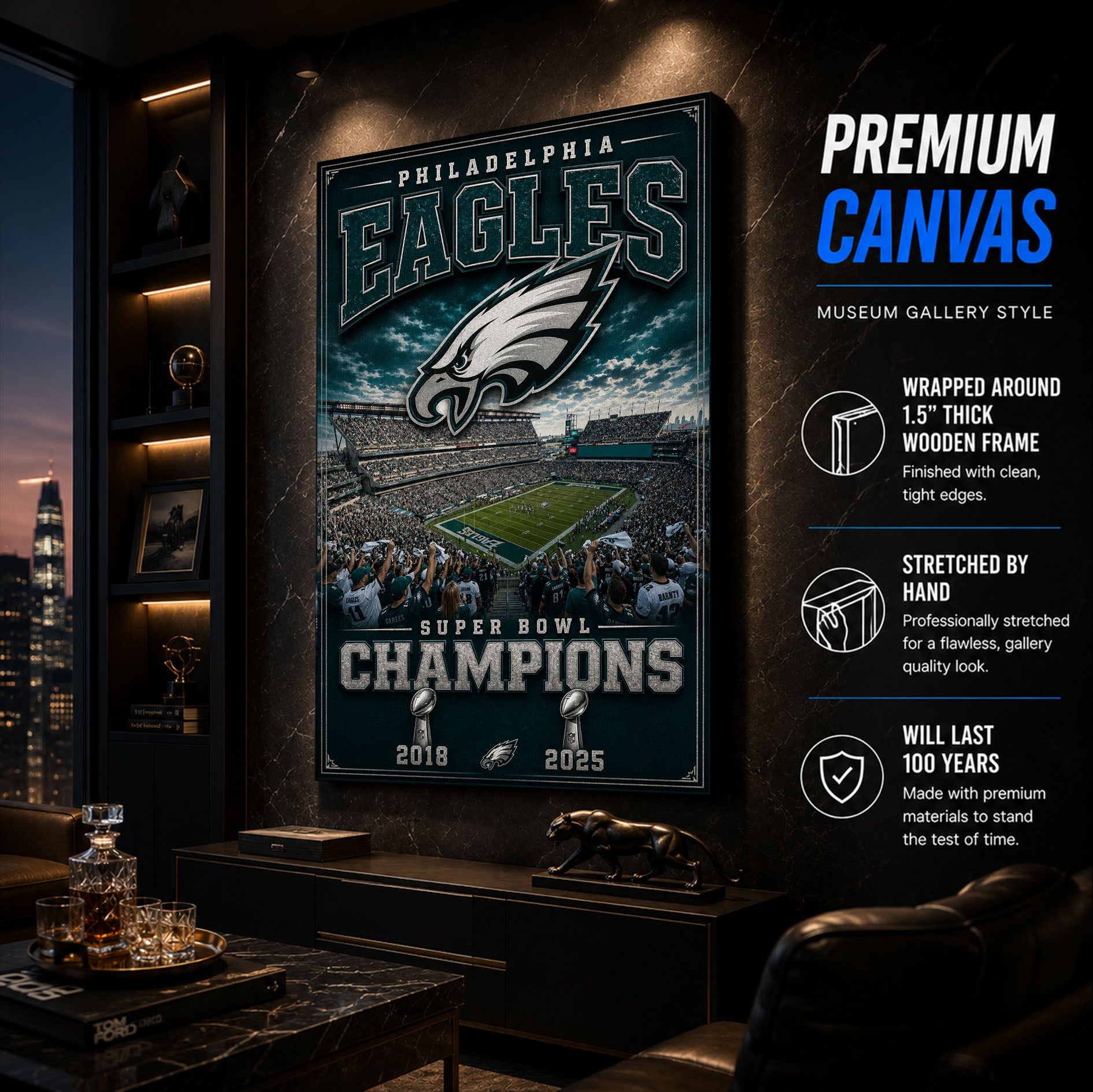 Philadelphia Eagles Stadium Fan Poster or Canvas Wall Art