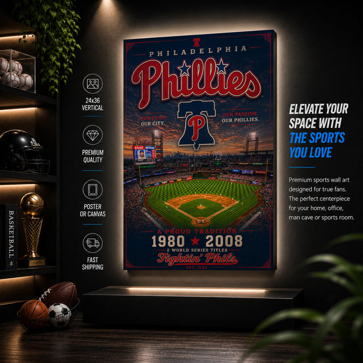 Philadelphia Phillies Stadium Fan Poster or Canvas Wall Art