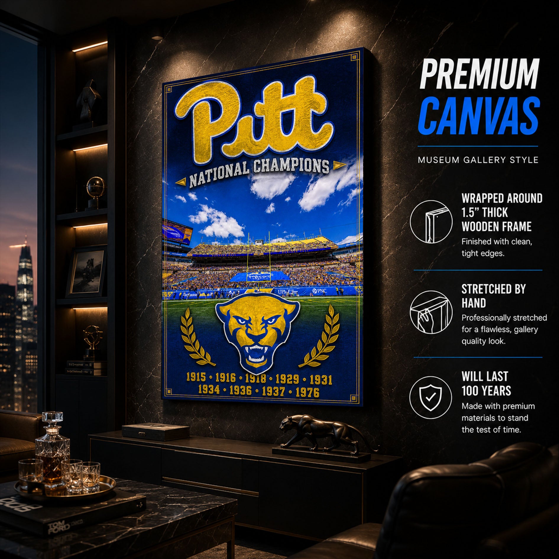 Pitt Panthers Football Stadium Fan Poster or Canvas Wall Art