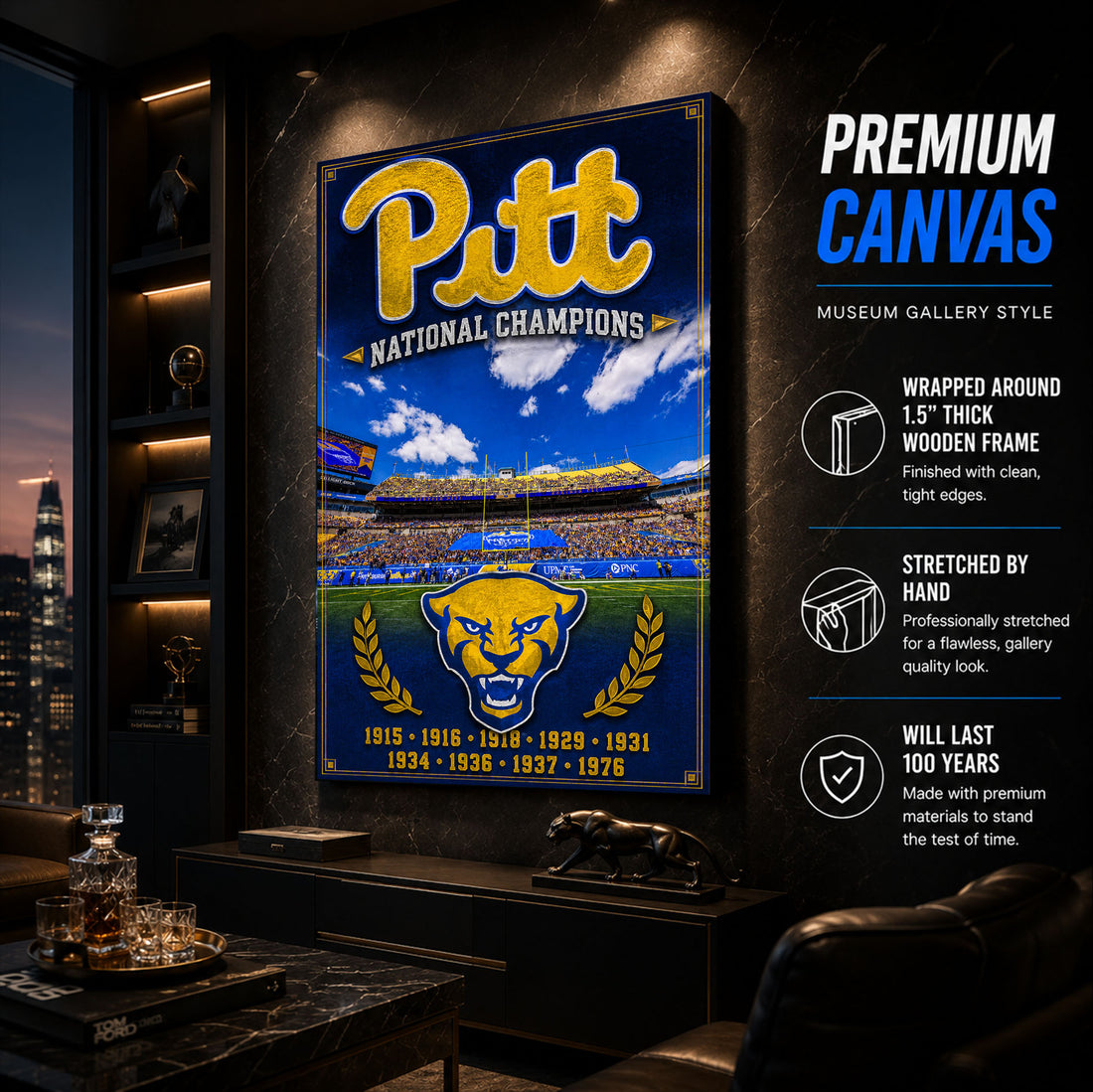 Pitt Panthers Football Stadium Fan Poster or Canvas Wall Art