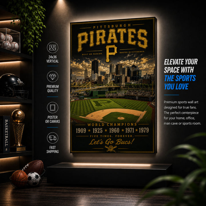 Pittsburgh Pirates Stadium Fan Poster or Canvas Wall Art