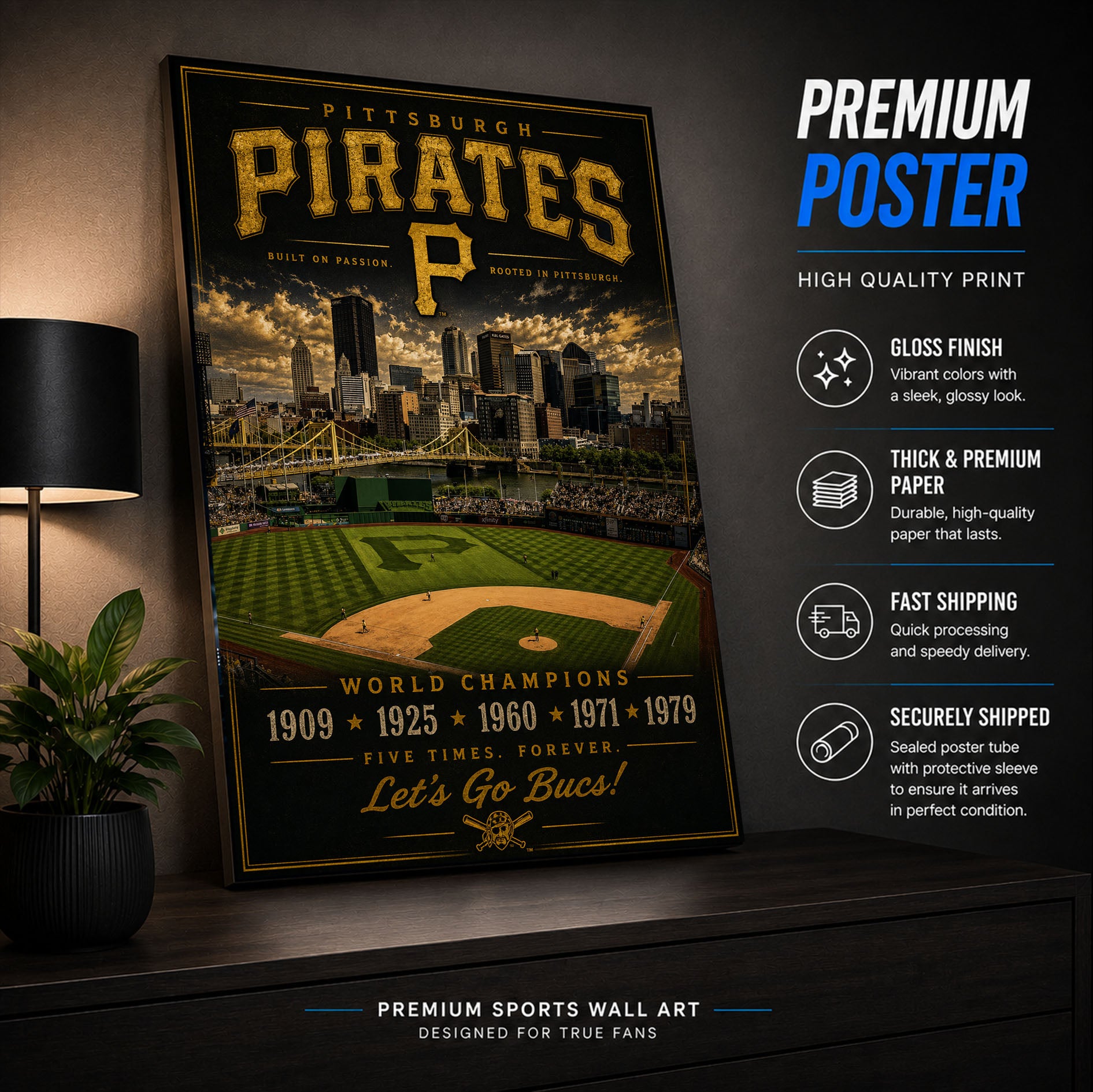Pittsburgh Pirates Stadium Fan Poster or Canvas Wall Art