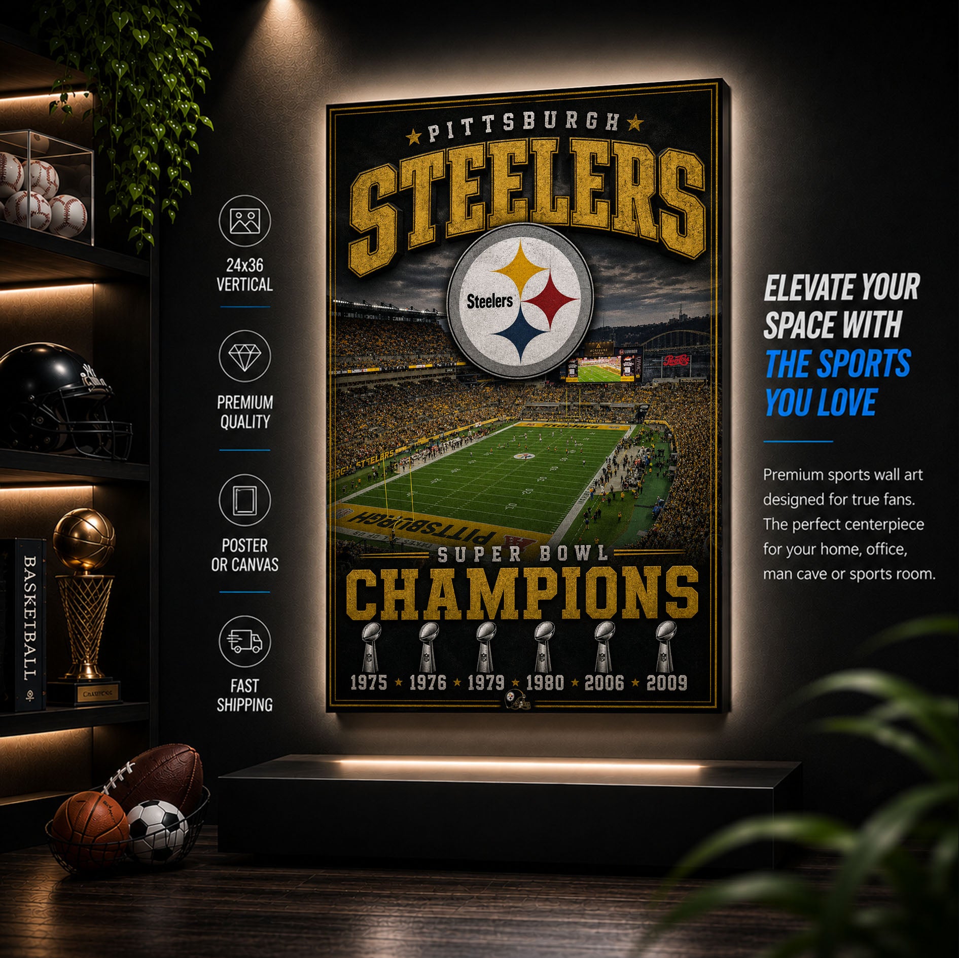 Pittsburgh Steelers Stadium Fan Poster or Canvas Wall Art