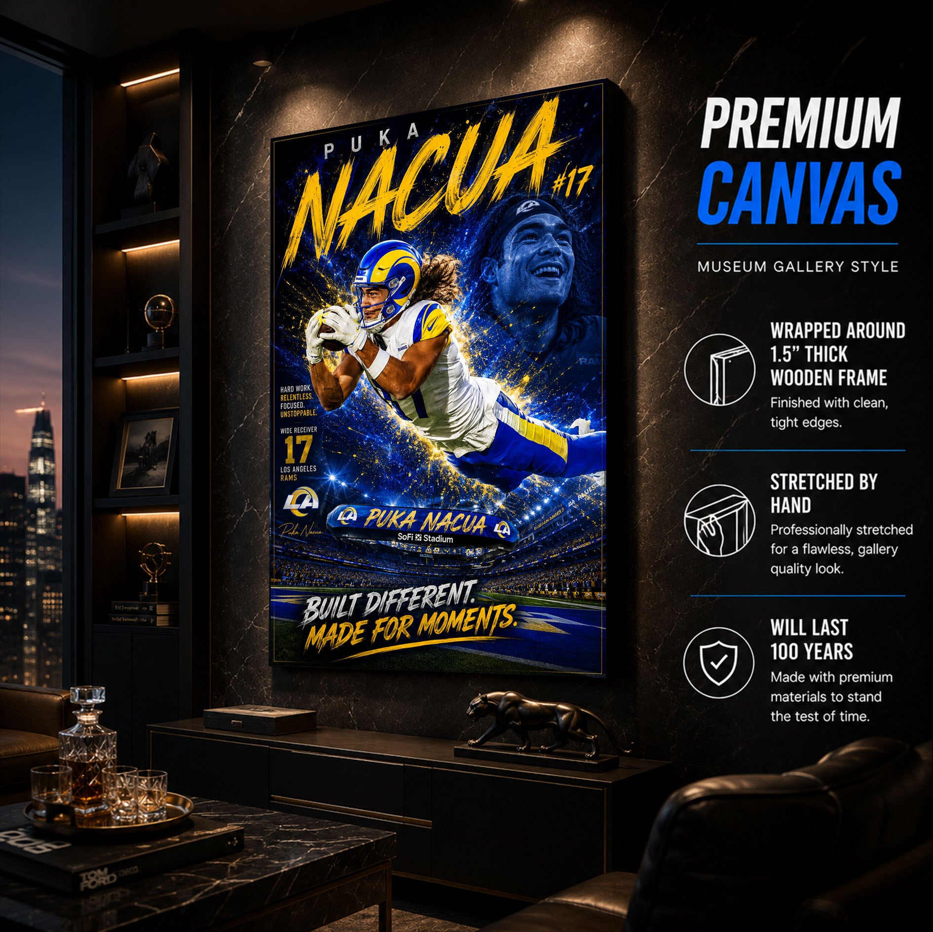 Puka Nacua Rams Fan Poster or Canvas Wall Art