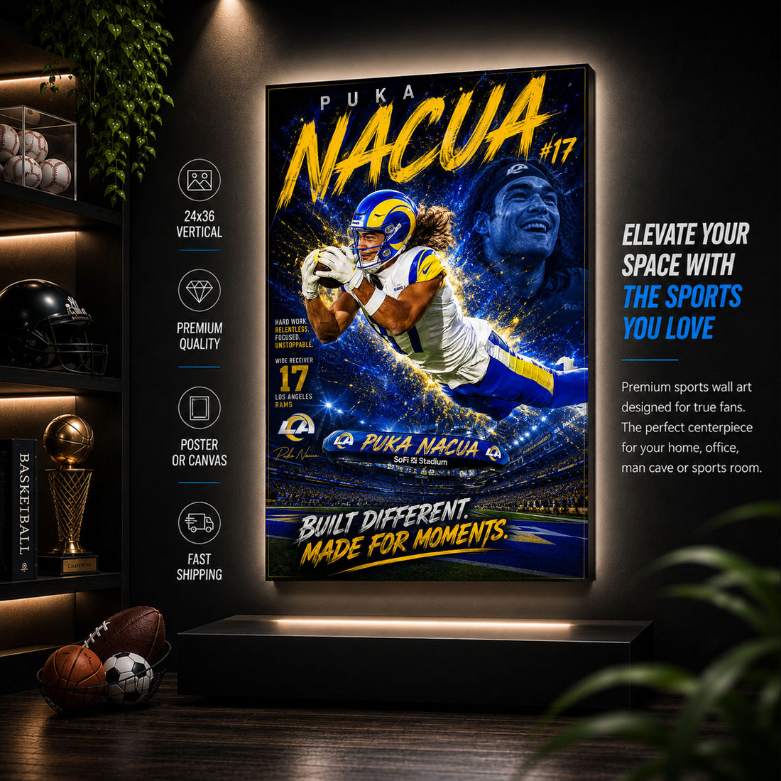 Puka Nacua Rams Fan Poster or Canvas Wall Art