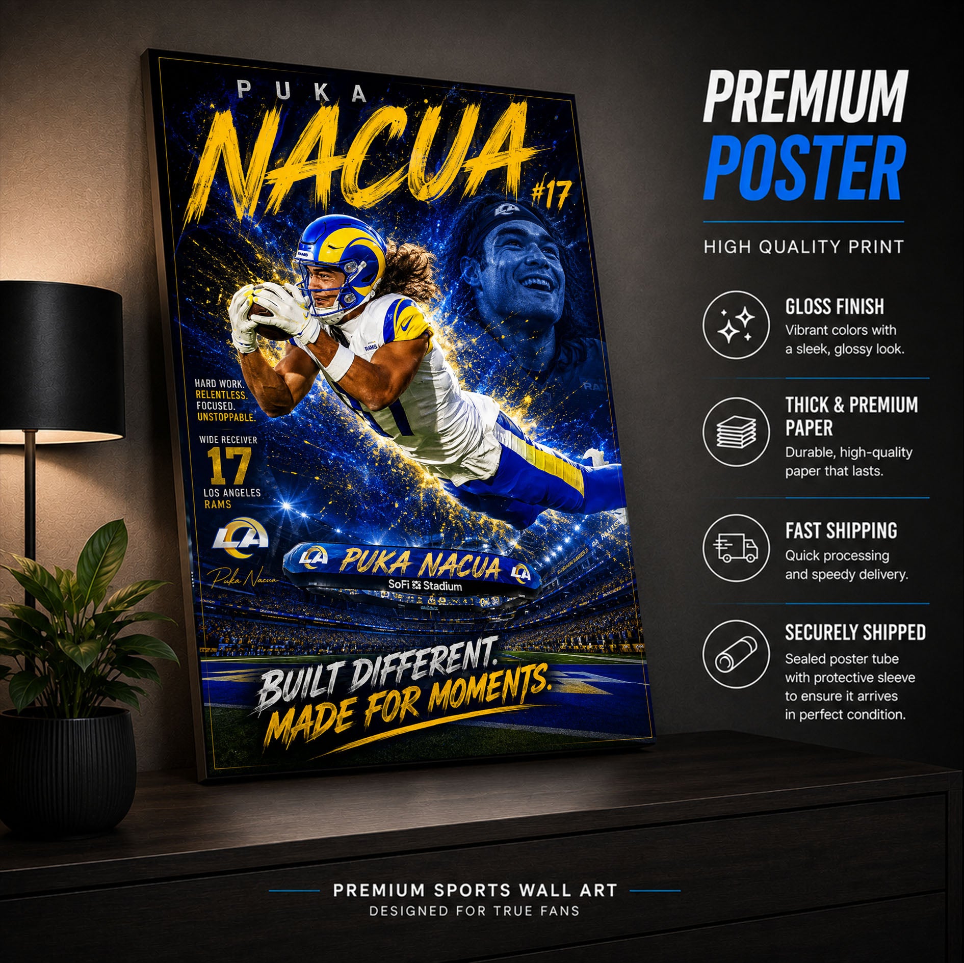 Puka Nacua Rams Fan Poster or Canvas Wall Art