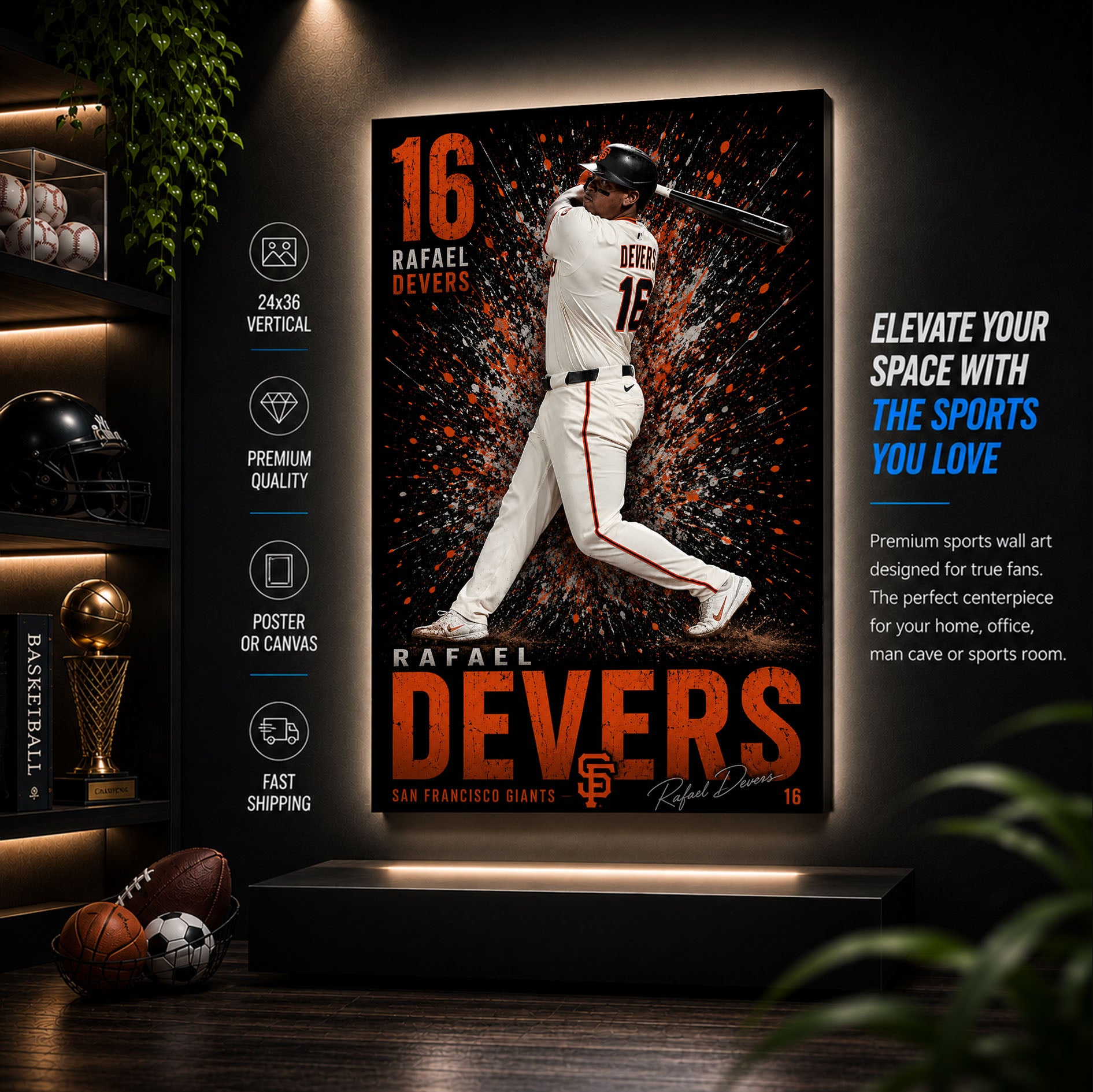 Rafael Devers Giants Poster or Canvas Wall Art