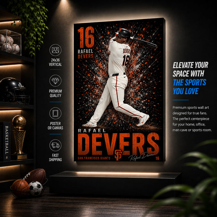Rafael Devers Giants Poster or Canvas Wall Art