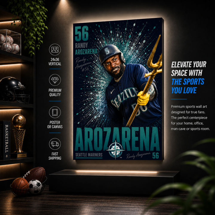Randy Arozarena Mariners Poster or Canvas Wall Art
