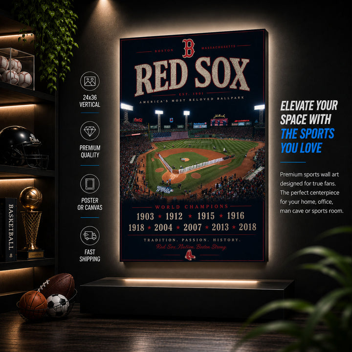 Boston Red Sox Stadium Fan Poster or Canvas Wall Art