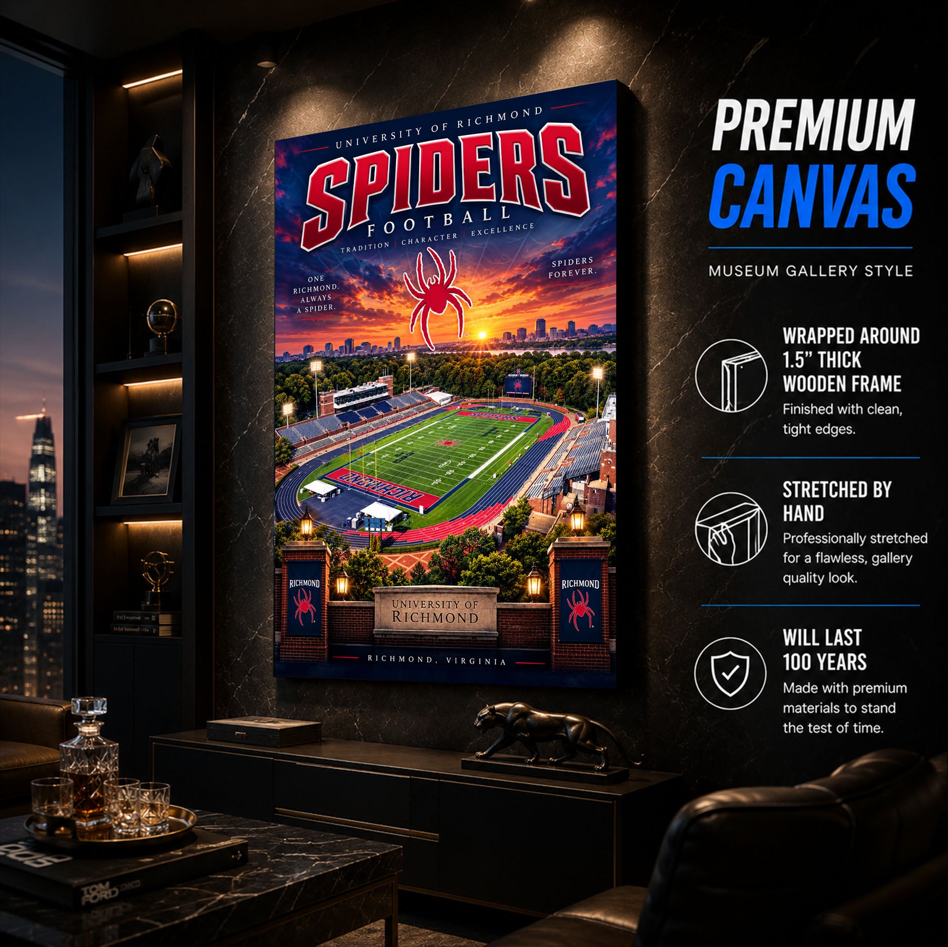 Richmond University Football Stadium Poster or Canvas Wall Art