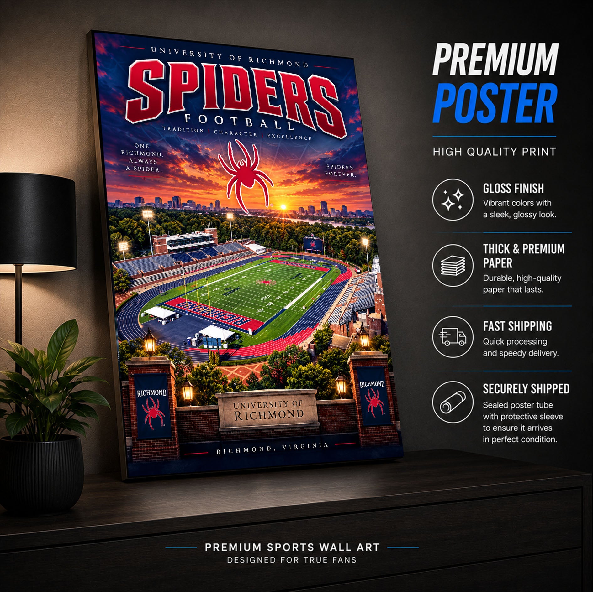 Richmond University Football Stadium Poster or Canvas Wall Art