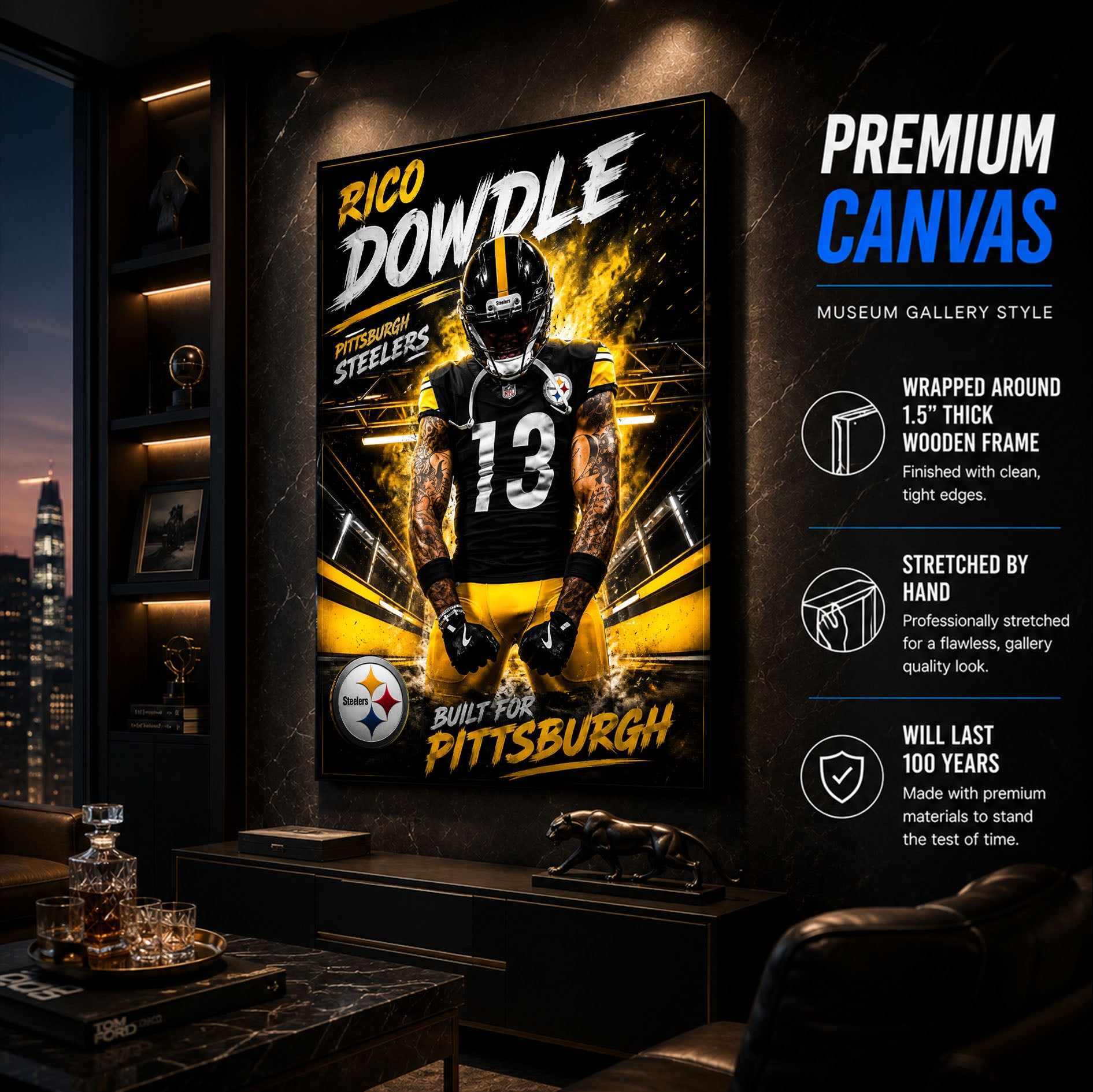 Rico Dowdle Steelers Fan Poster or Canvas Wall Art
