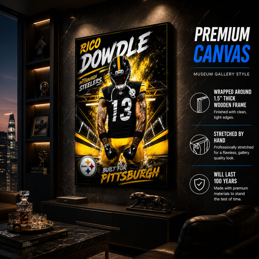 Rico Dowdle Steelers Fan Poster or Canvas Wall Art