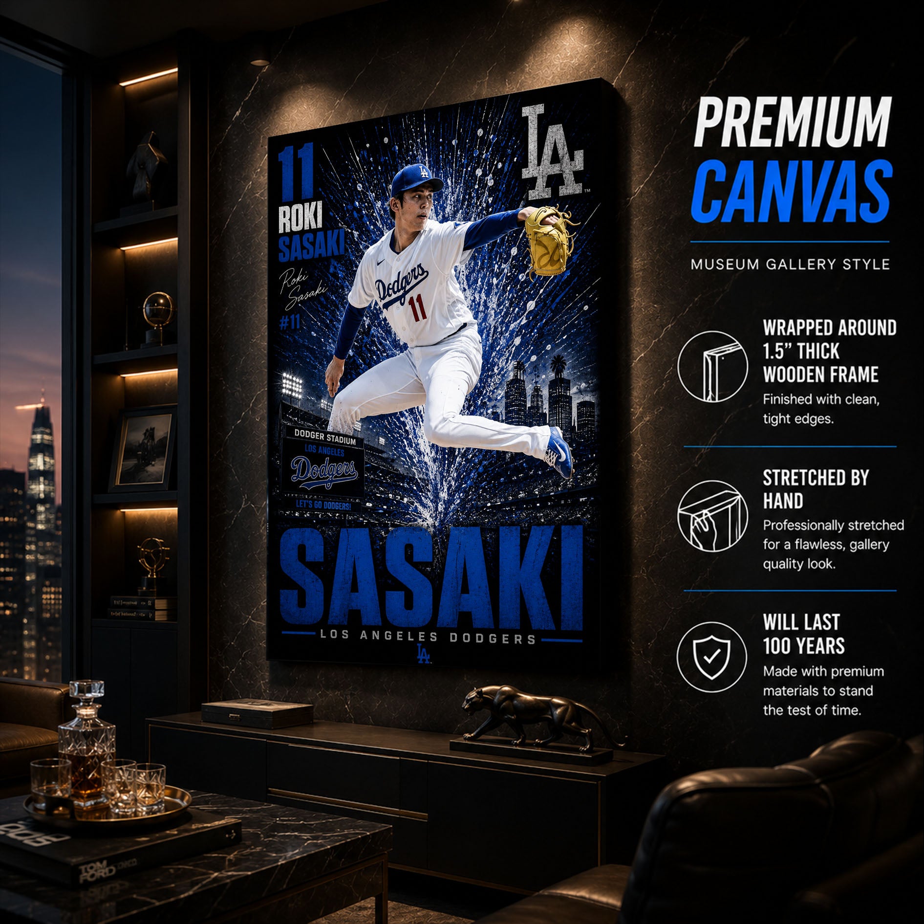 Roki Sasaki Dodgers Poster or Canvas Wall Art