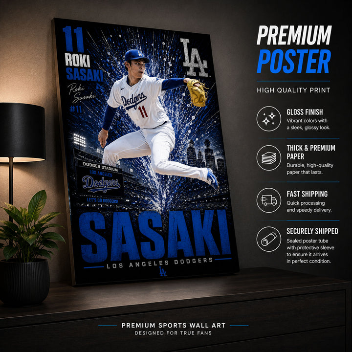 Roki Sasaki Dodgers Poster or Canvas Wall Art