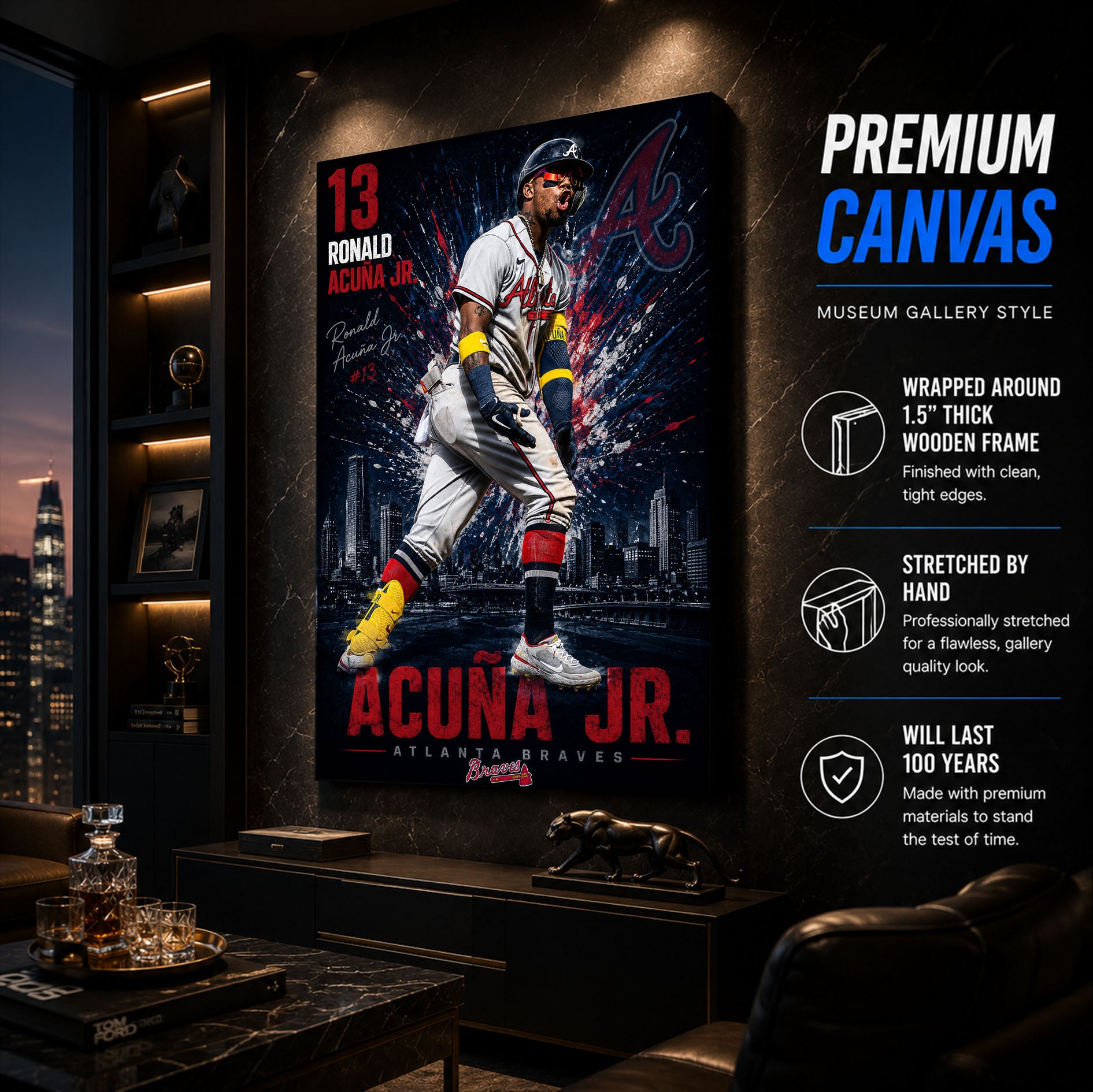 Ronald Acuna Jr Braves Poster or Canvas Wall Art
