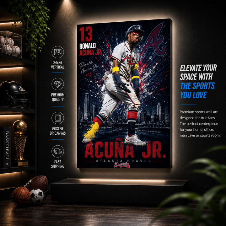 Ronald Acuna Jr Braves Poster or Canvas Wall Art