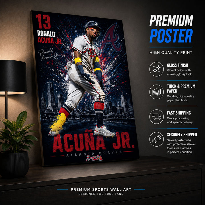 Ronald Acuna Jr Braves Poster or Canvas Wall Art