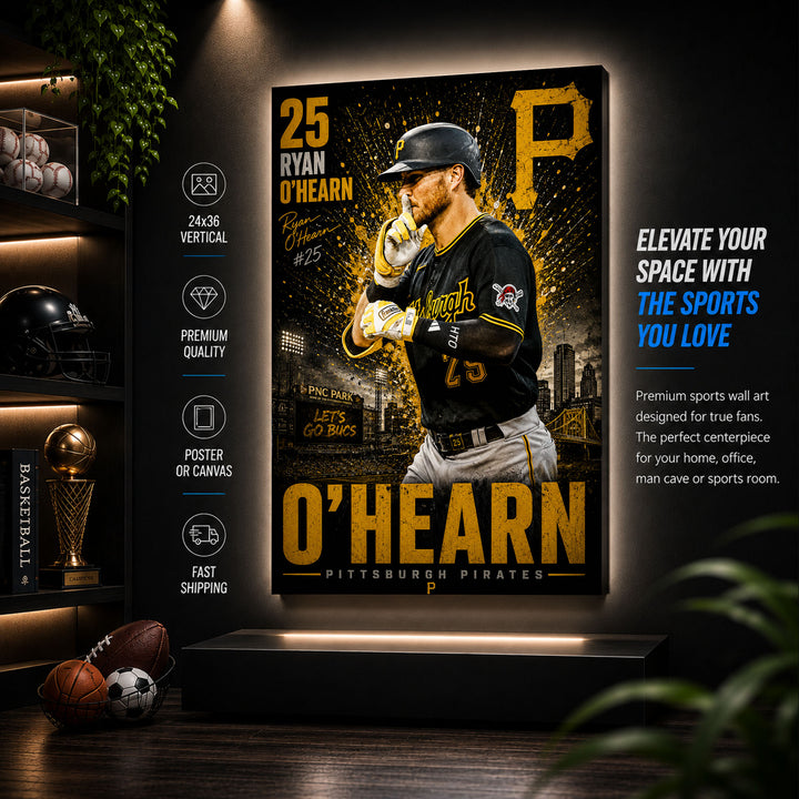 Ryan O'Hearn Pirates Poster or Canvas Wall Art