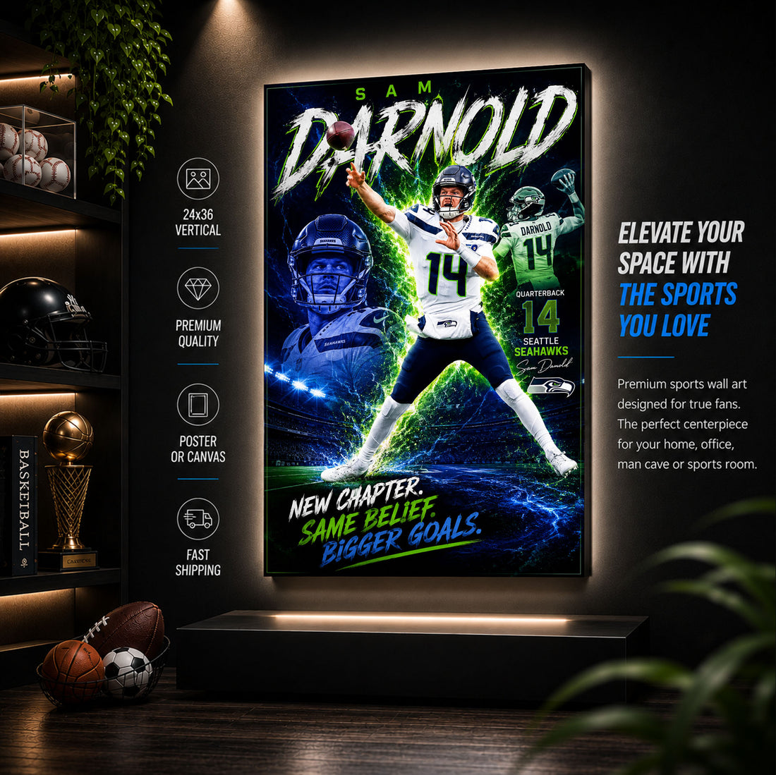 Sam Darnold Seahawks Fan Poster or Canvas Wall Art